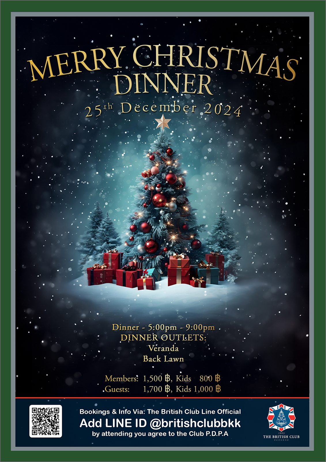 Christmas Dinner 25th December 2024 The British Club Bangkok