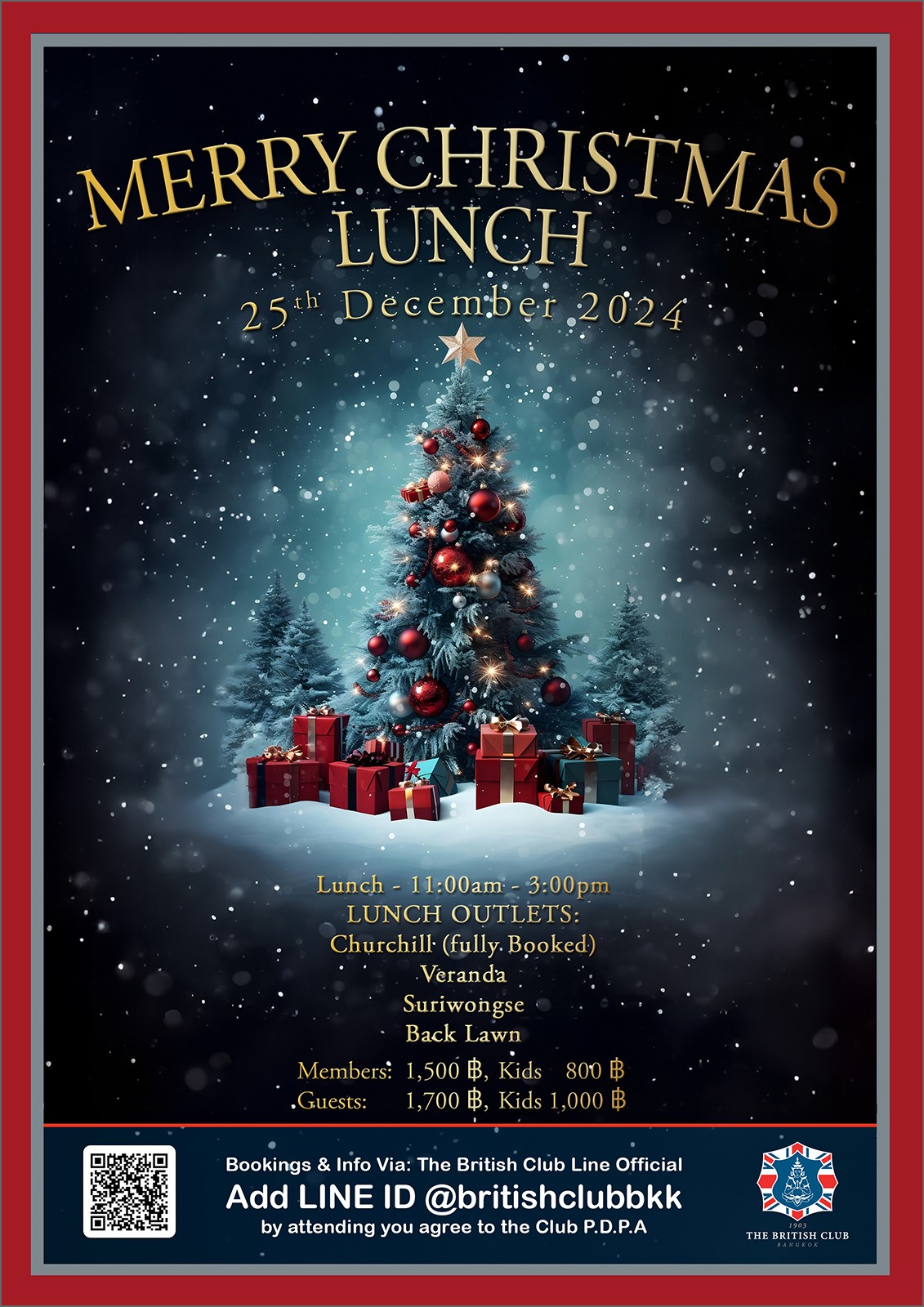 Christmas Lunch 25th December 2024 The British Club Bangkok